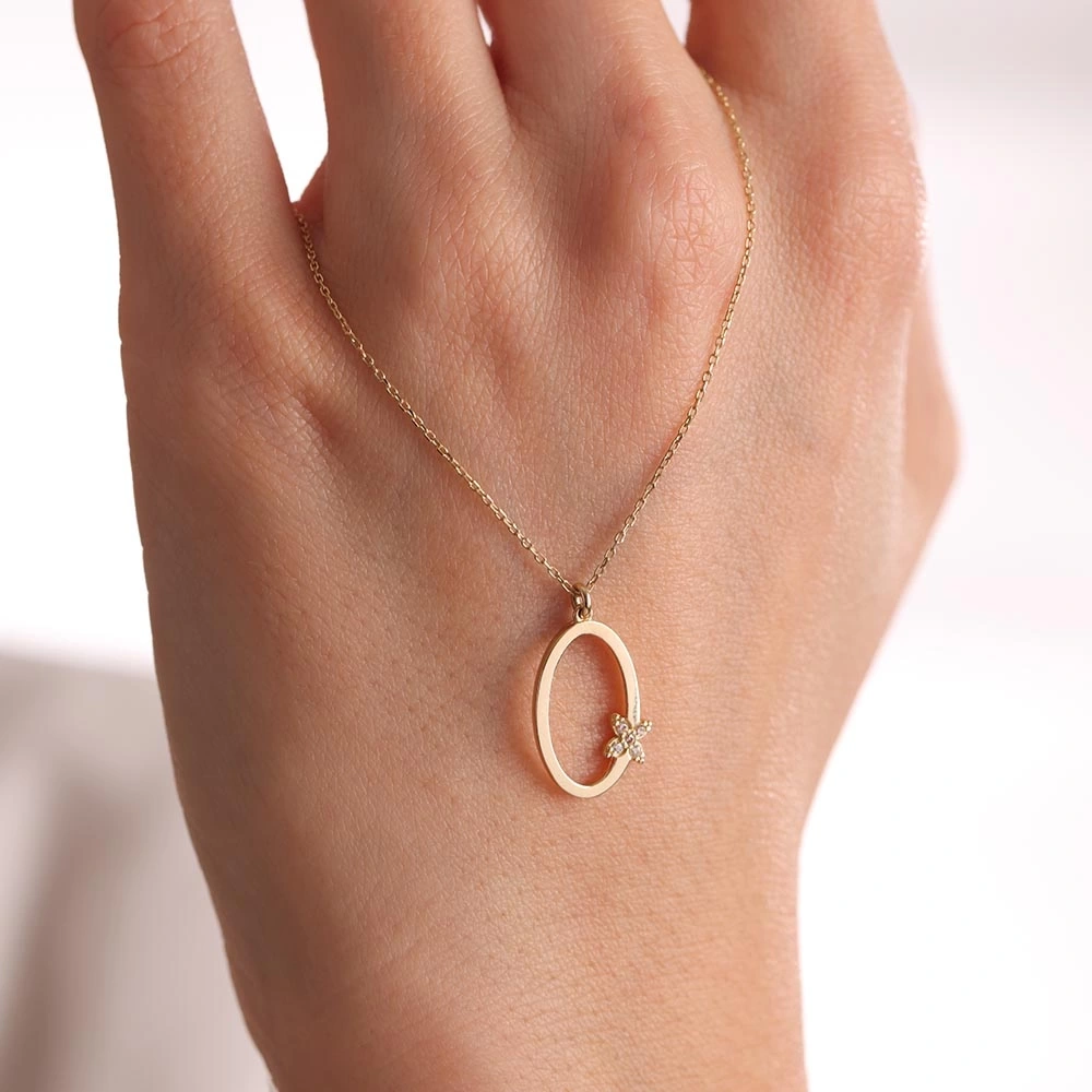 Halkalı Çicek 14 Ayar Altın Kolye