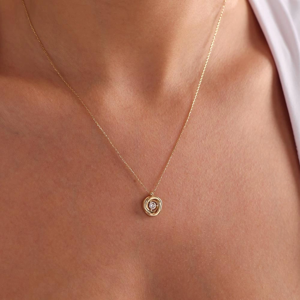 Taşlı Olimpiyat 14 Ayar Altın Kolye