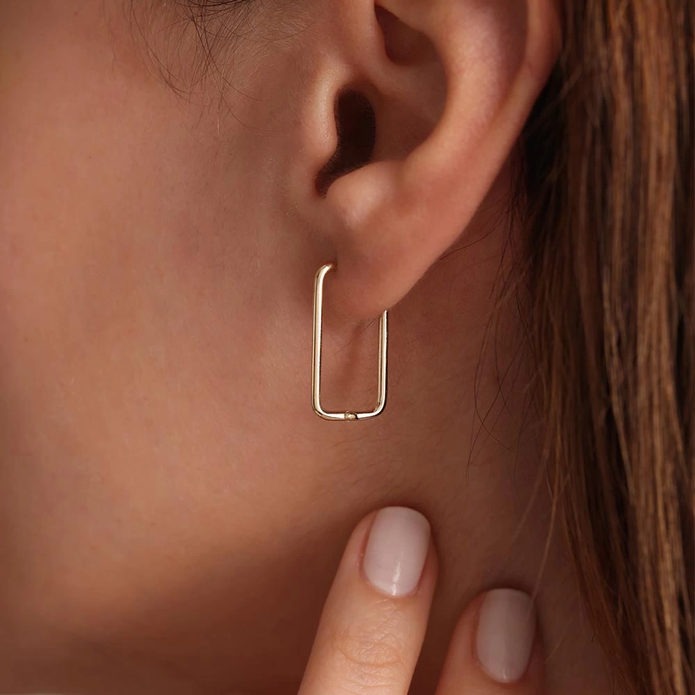 İnce Ataş 14 Ayar Altın Küpe