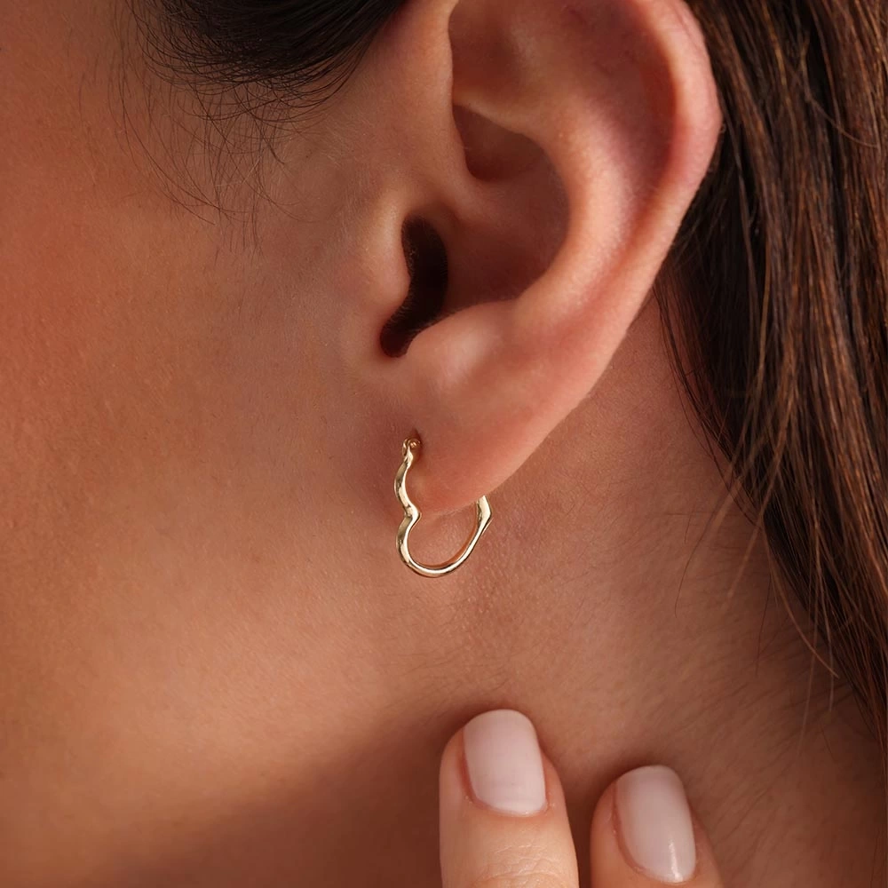 Kalp 14 Ayar Altın Küpe