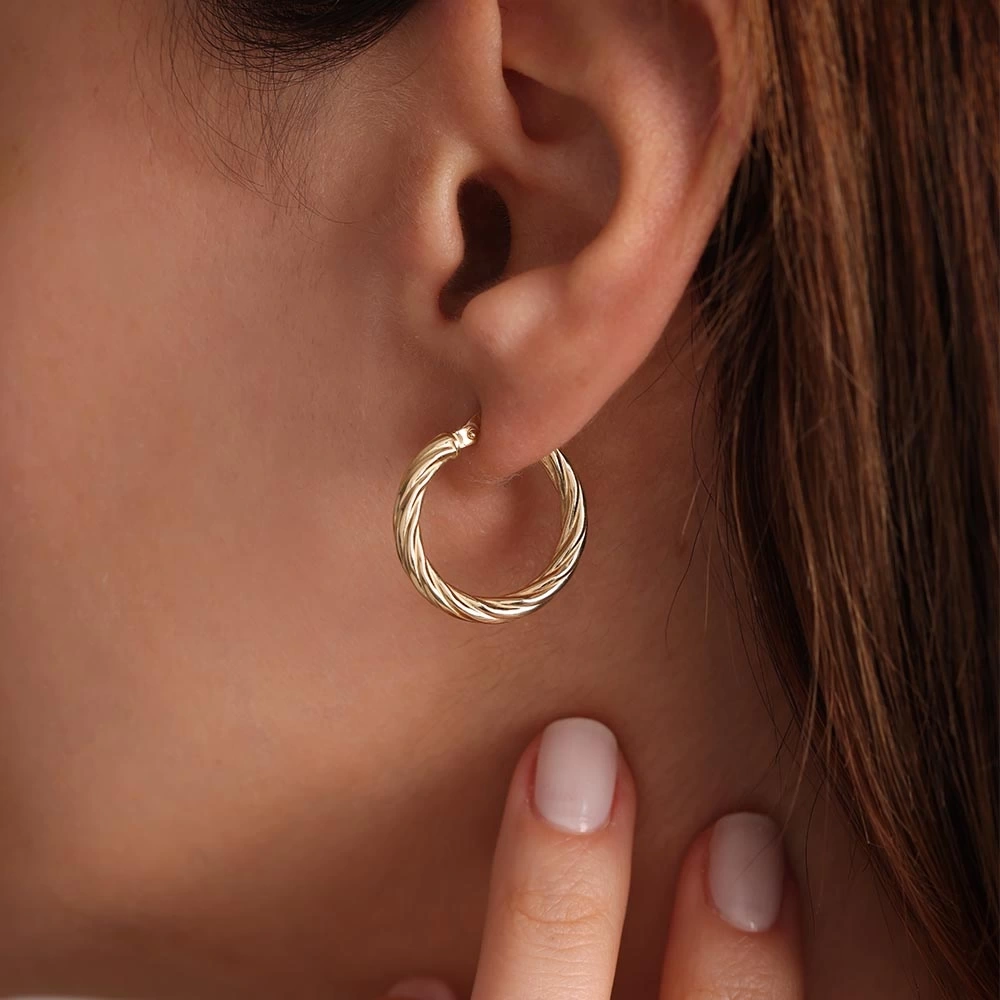 Burgu 14 Ayar Altın Küpe