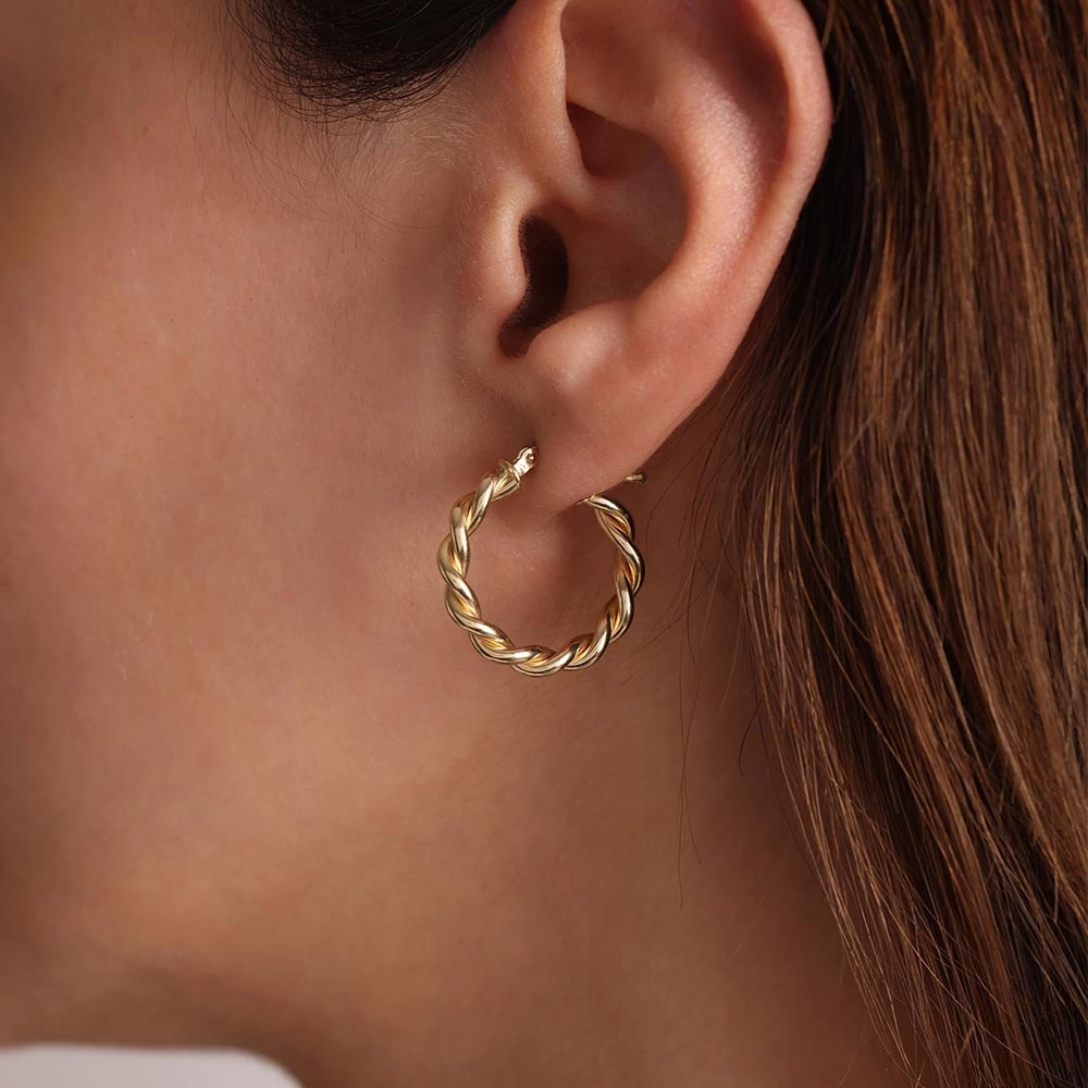 Burgu Halka 14 Ayar Altın Küpe