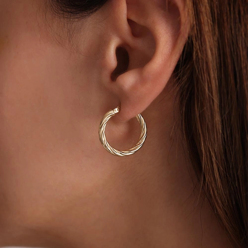 Burgu 14 Ayar Altın Küpe