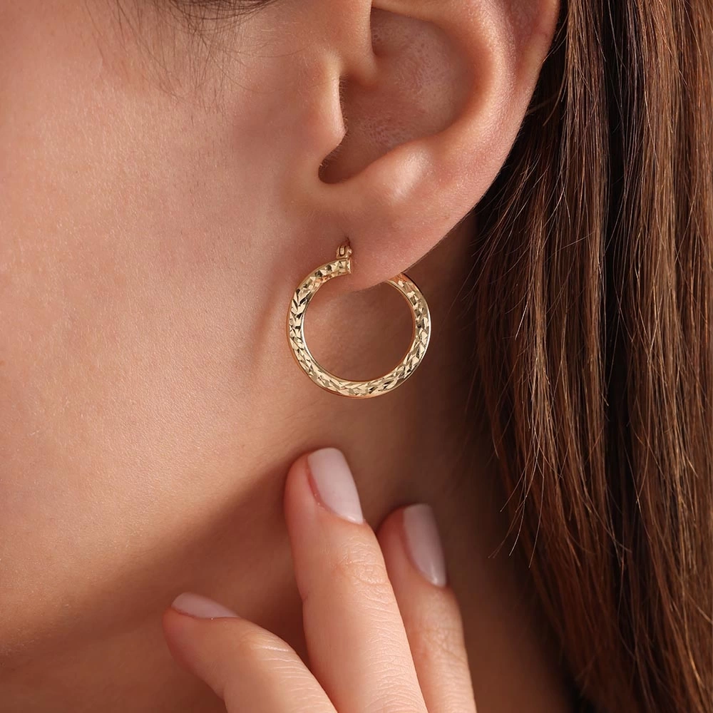 Cam Kırığı 14 Ayar Altın Küpe