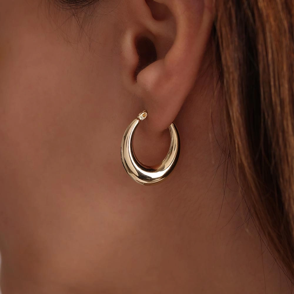 Damla Halka 14 Ayar Altın Küpe