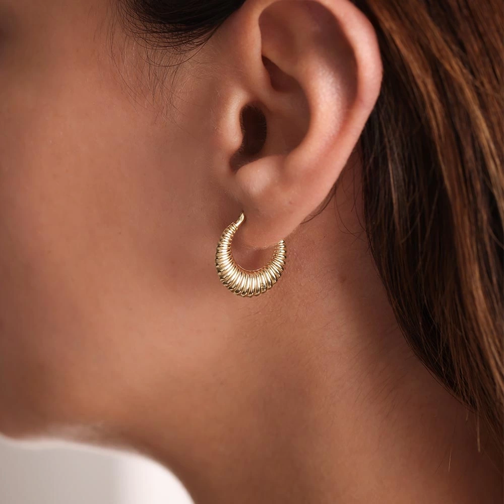 İstiridye 14 Ayar Altın Küpe