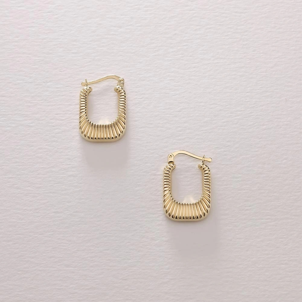 İstiridye Kutu 14 Ayar Altın Küpe