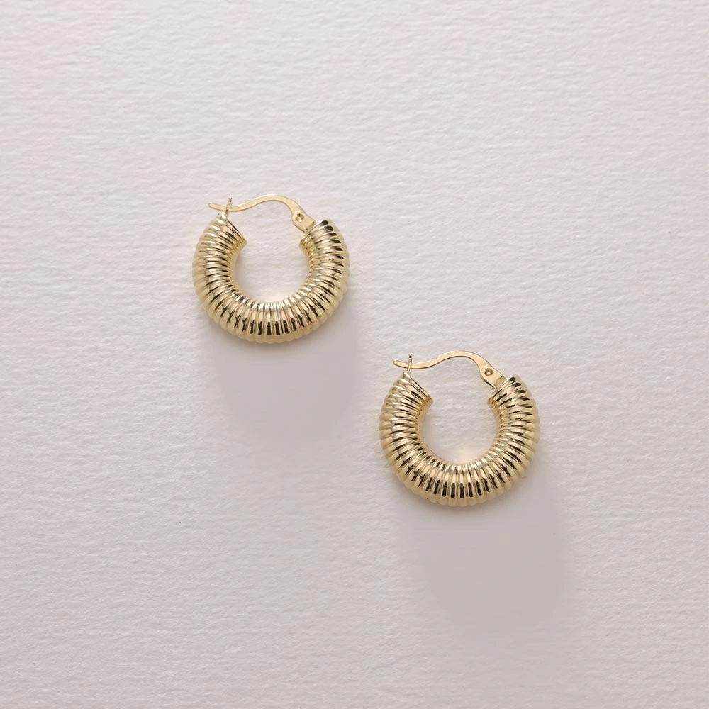 Midye Halka 14 Ayar Altın Küpe