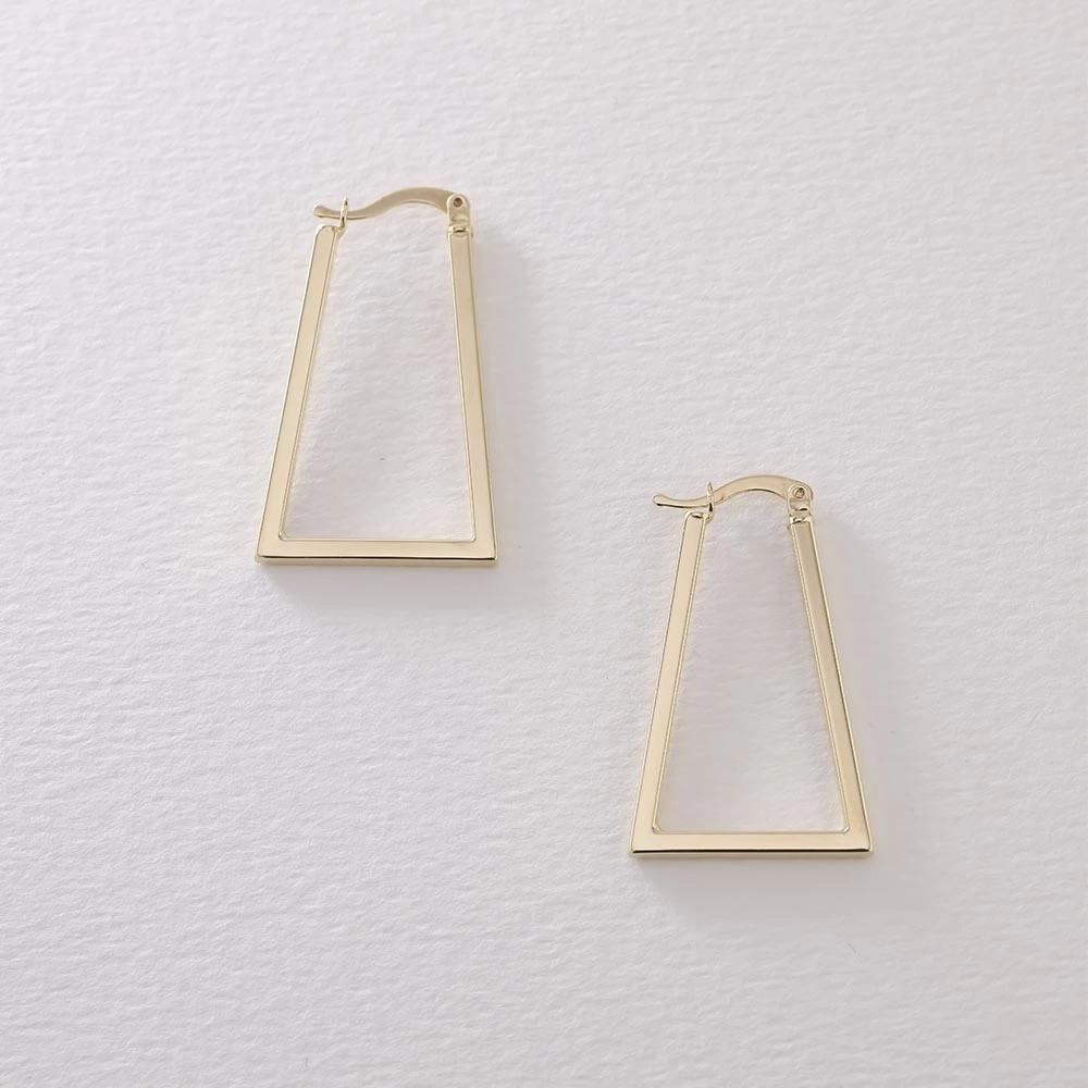 Üçgen Çubuk 14 Ayar Altın Küpe