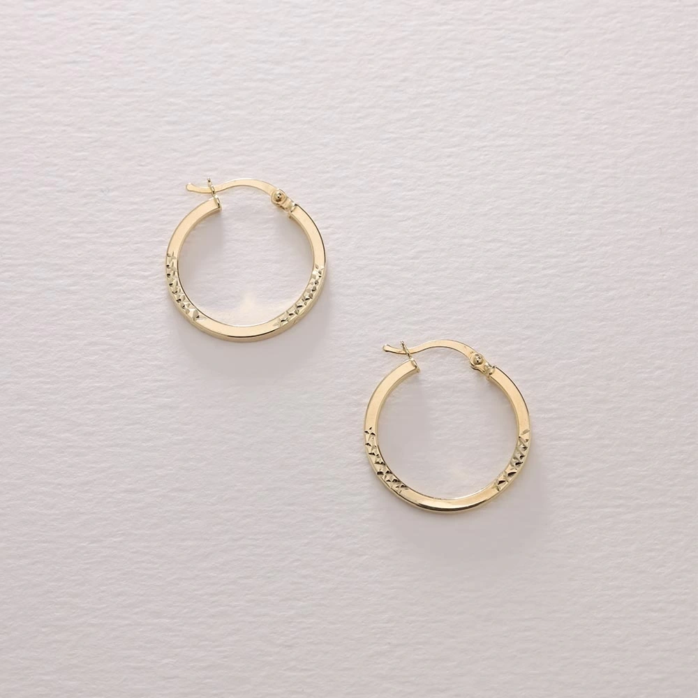 Yamuk Halkalı 14 Ayar Altın Küpe