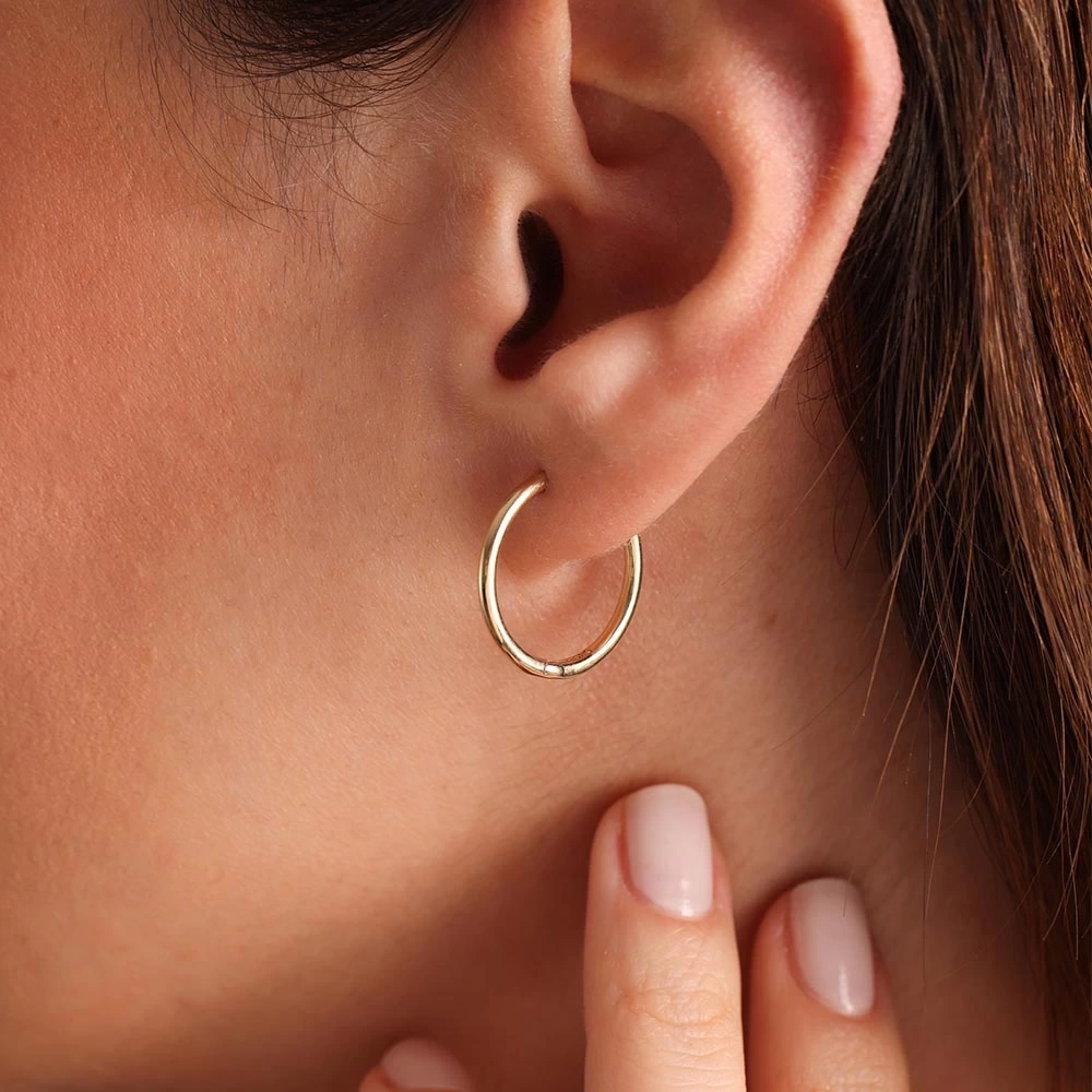 Halka 14 Ayar Altın Küpe