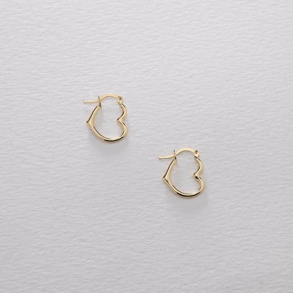 Kalp 14 Ayar Altın Küpe