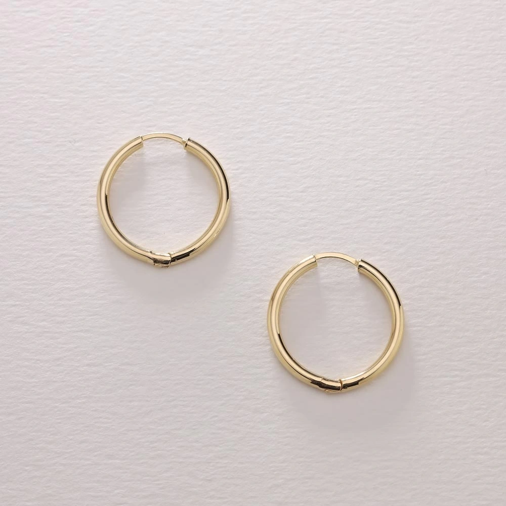 İnce Halka 14 Ayar Altın Küpe