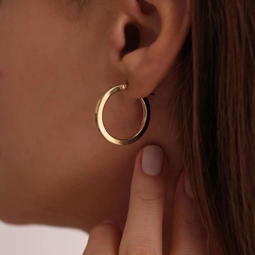 Köşeli 14 Ayar Altın Küpe