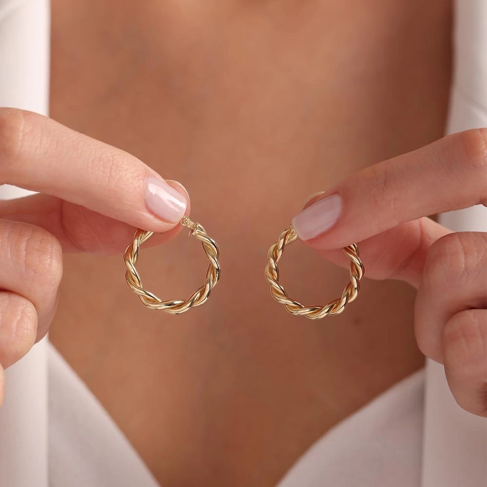 Burgu Halka 14 Ayar Altın Küpe