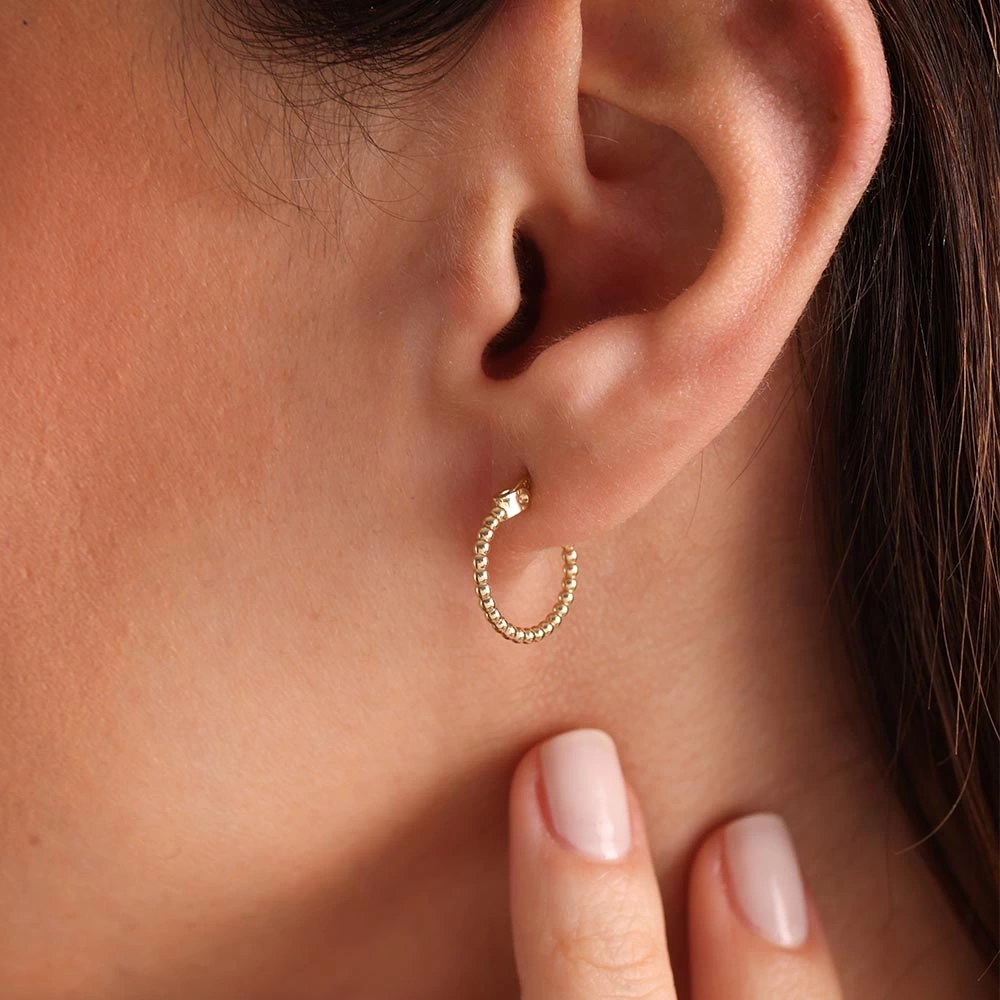 Top Halka 14 Ayar Altın Küpe