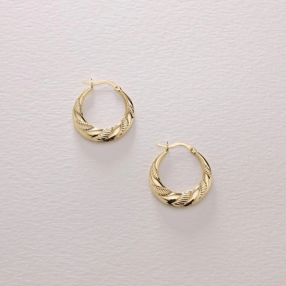 Tasarım İstiridye 14 Ayar Altın Küpe