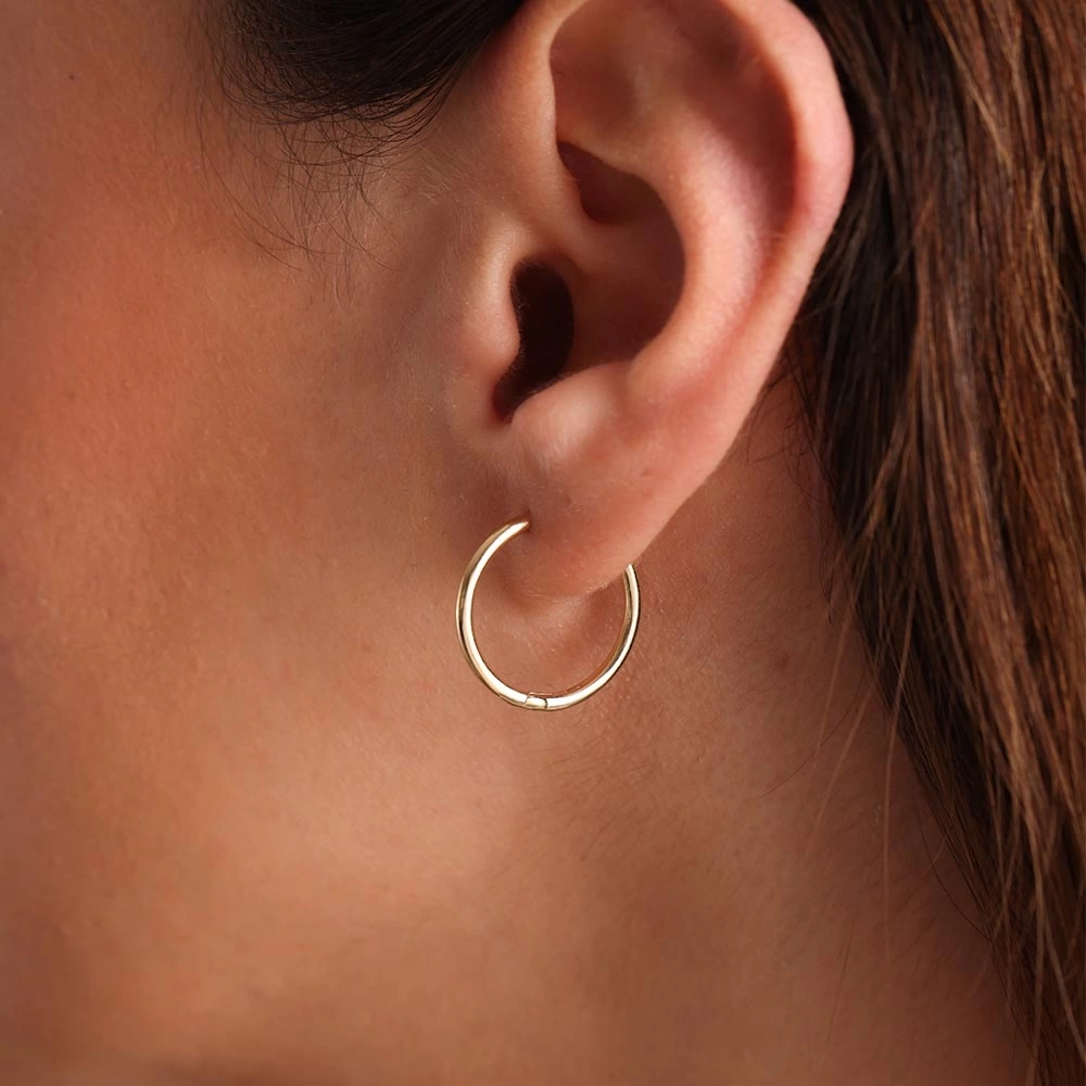 Halka 14 Ayar Altın Küpe