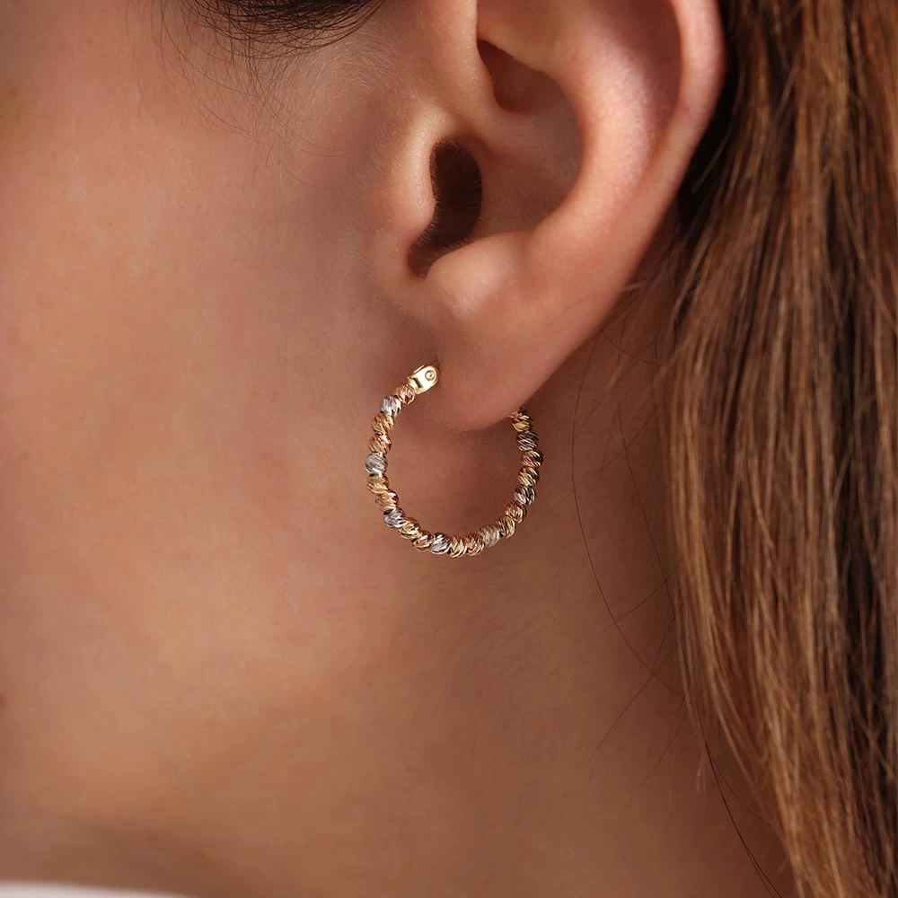 Dorikalı Halka 14 Ayar Altın Küpe