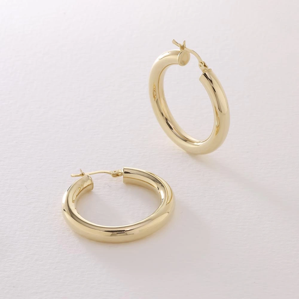 Klasik Halka 14 Ayar Altın Küpe