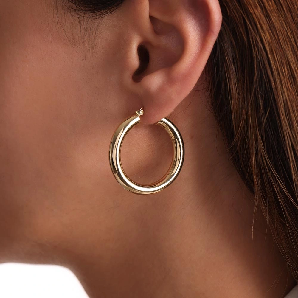 Klasik Halka 14 Ayar Altın Küpe