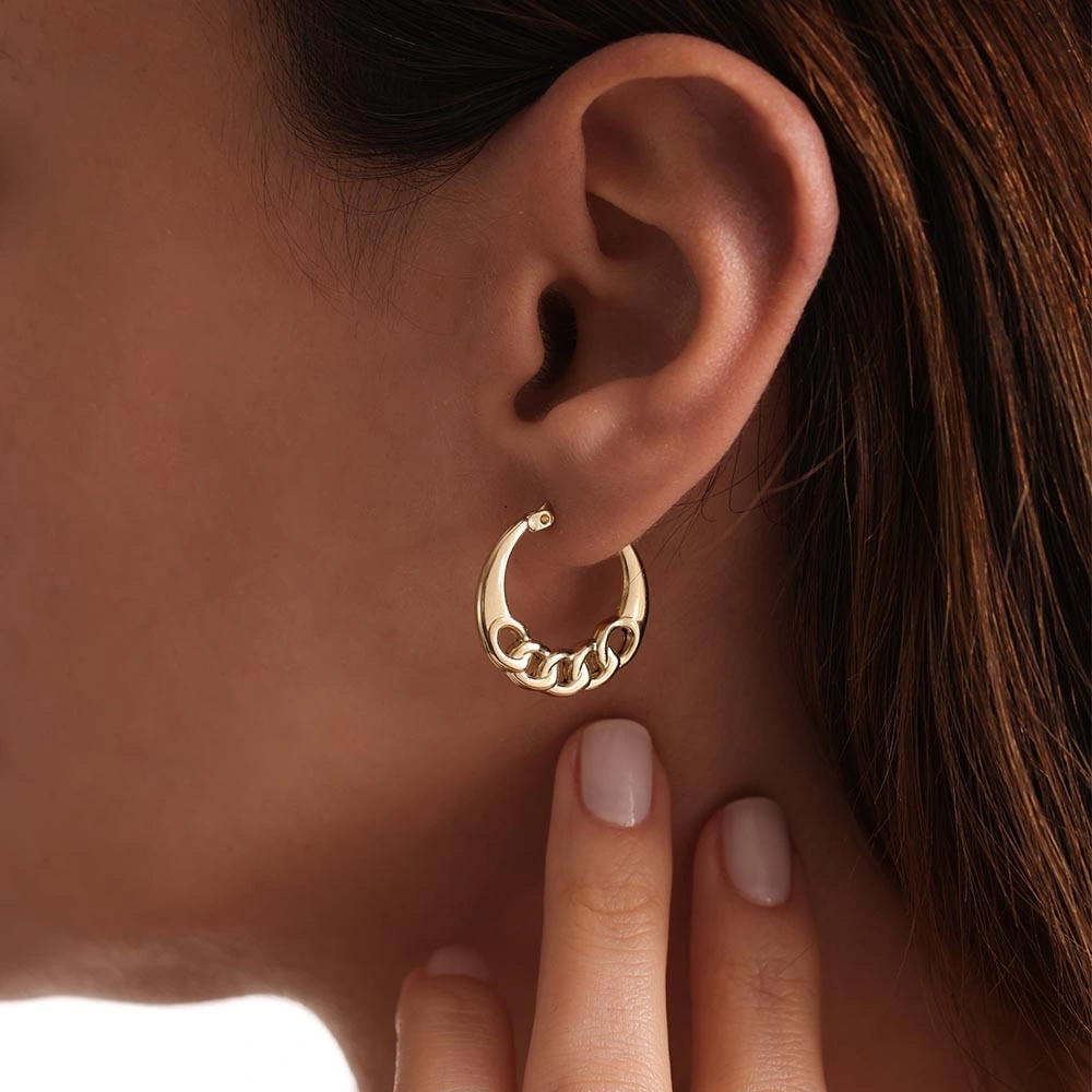 Halka Gurmet 14 Ayar Altın Küpe