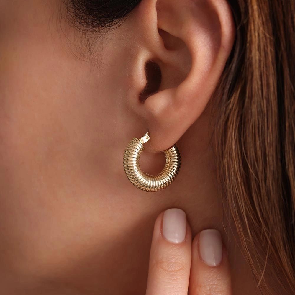 Midye Halka 14 Ayar Altın Küpe