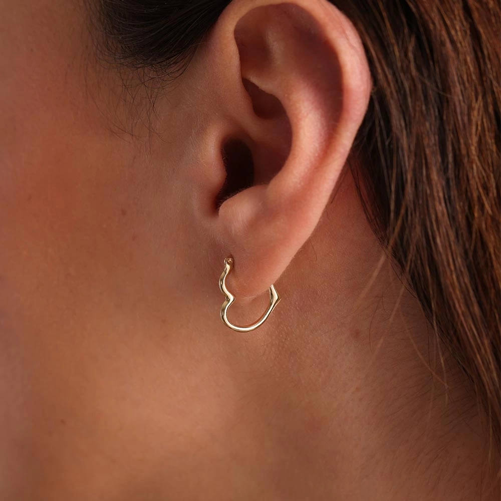 Kalp 14 Ayar Altın Küpe