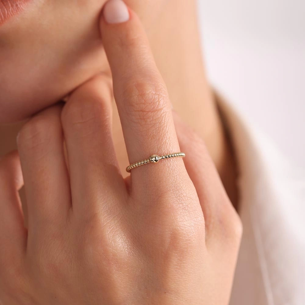 Top Desenli 14 Ayar Altın Yüzük