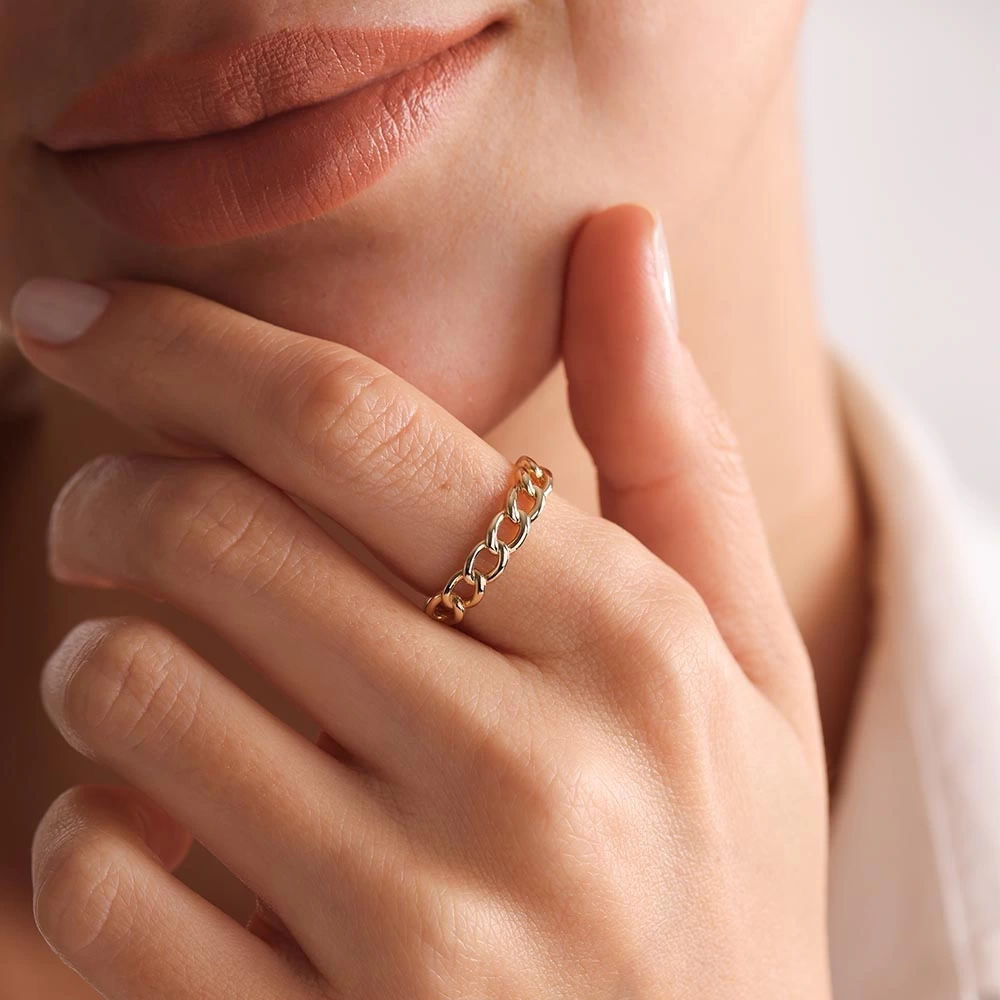 Zincir 14 Ayar Altın Yüzük