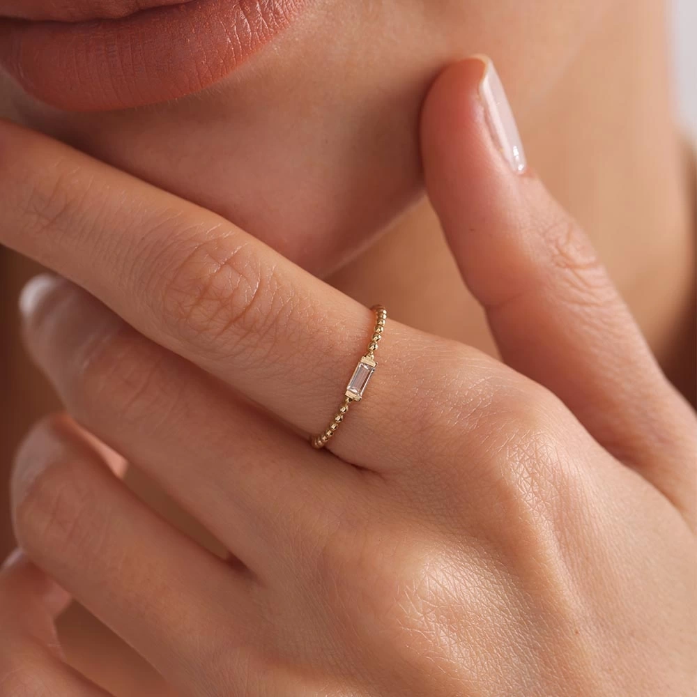 Renkli Top Desenli 14 Ayar Altın Yüzük