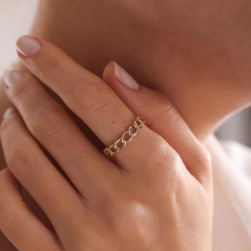 Zincir 14 Ayar Altın Yüzük