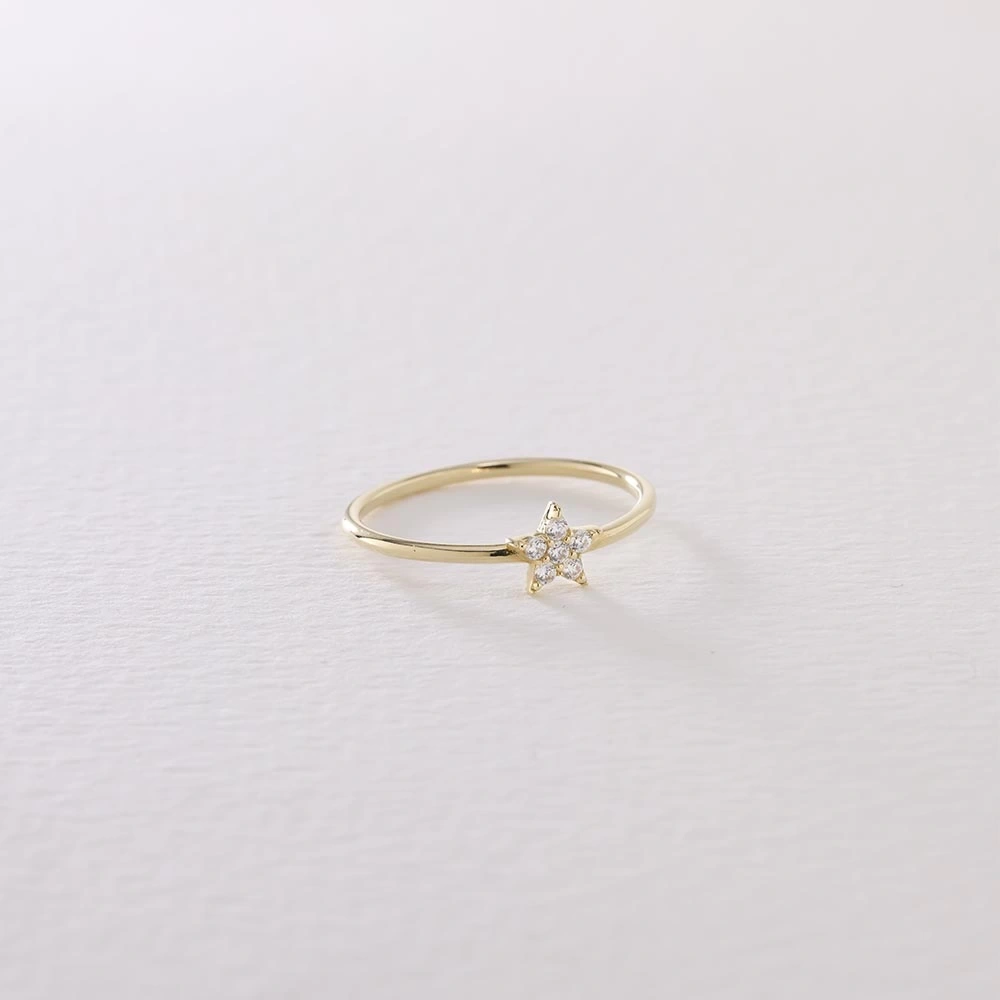 Taşlı Yıldız 14 Ayar Altın Yüzük