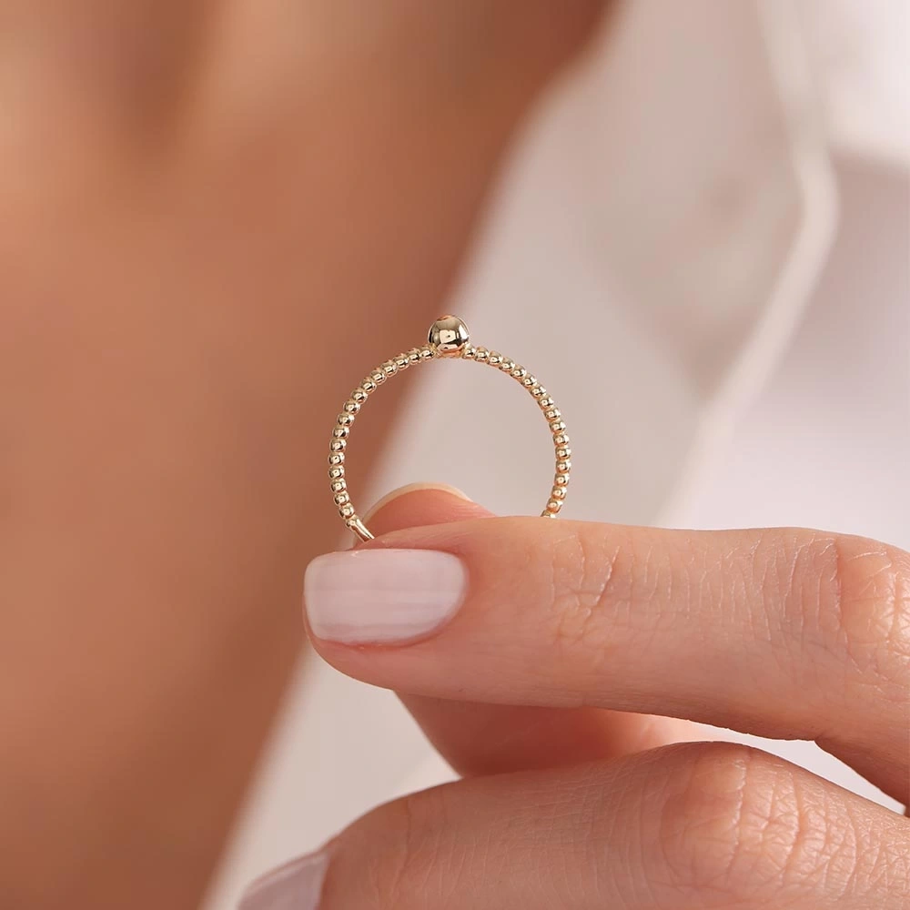 Top Desenli 14 Ayar Altın Yüzük