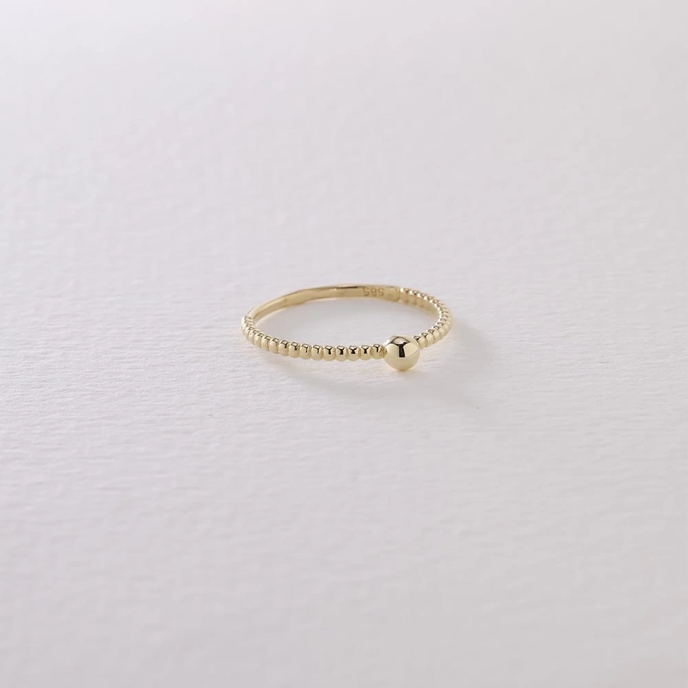 Top Desenli 14 Ayar Altın Yüzük