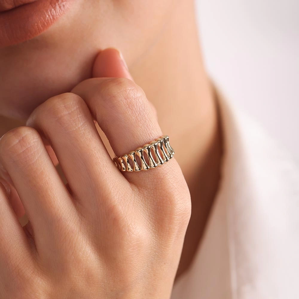 Kemik Tasarım 14 Ayar Altın Yüzük