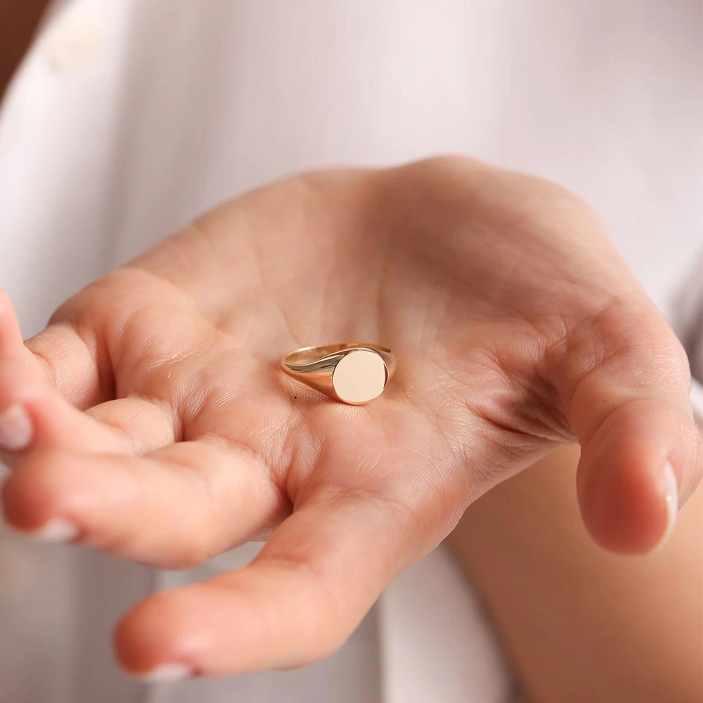 Oval Mühür 14 Ayar Altın Yüzük