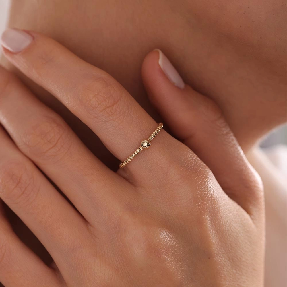 Top Desenli 14 Ayar Altın Yüzük