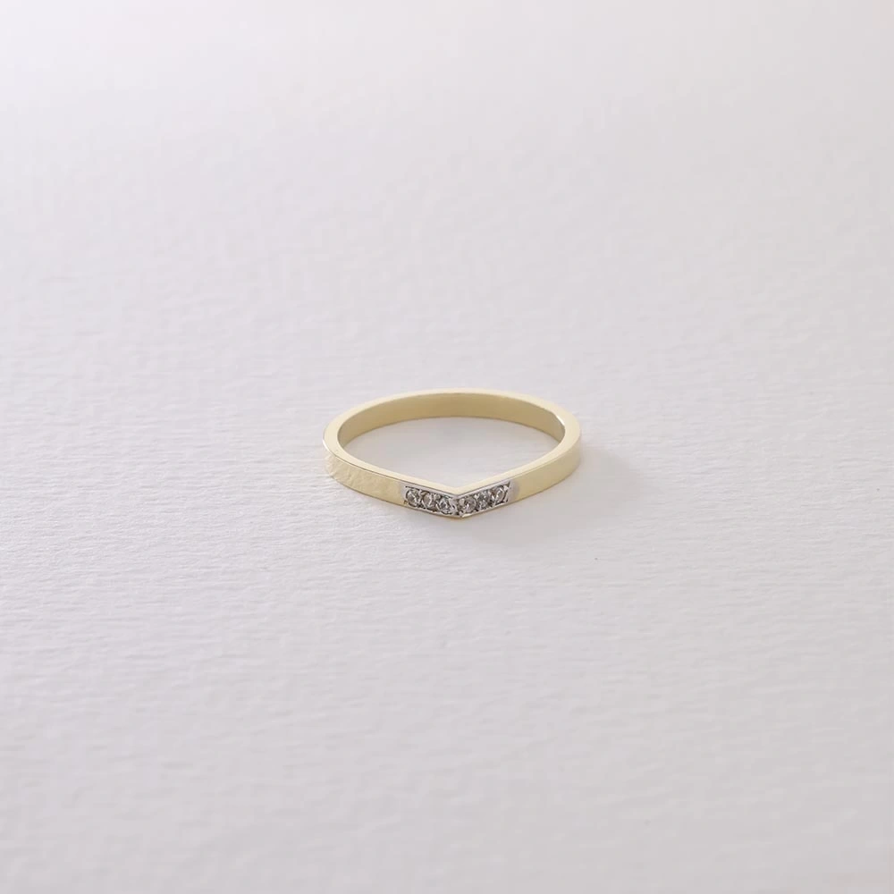 Taşlı Damla 14 Ayar Altın Yüzük