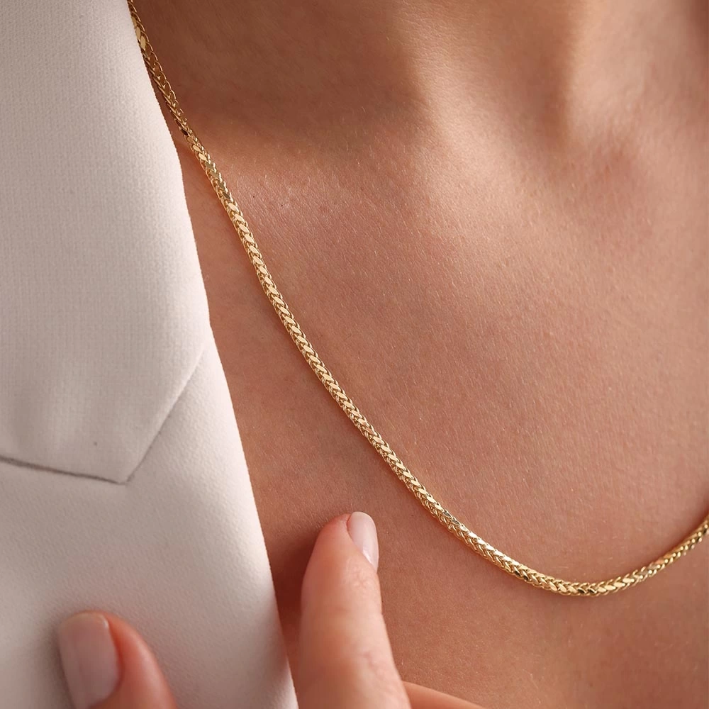 Örgü Desen 14 Ayar Altın Zincir