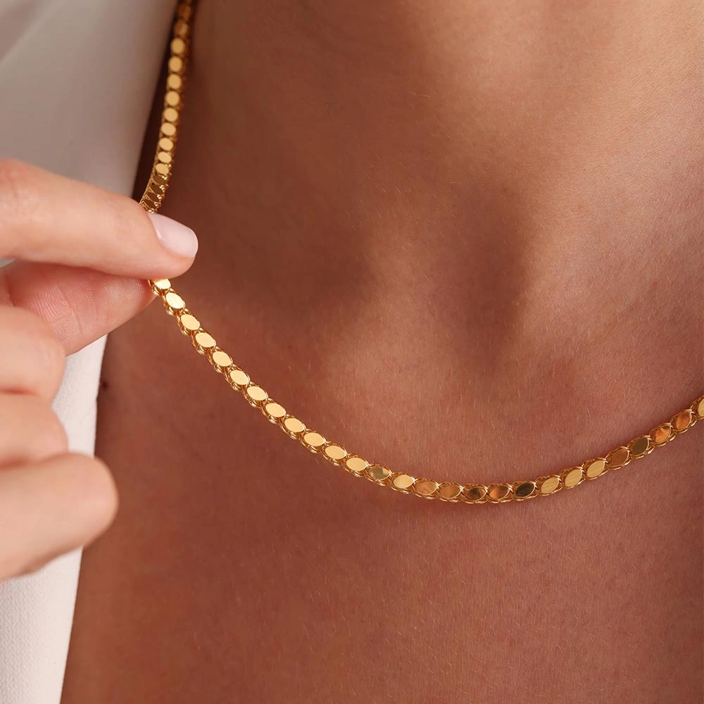 Pullu Halep 14 Ayar Altın Zincir