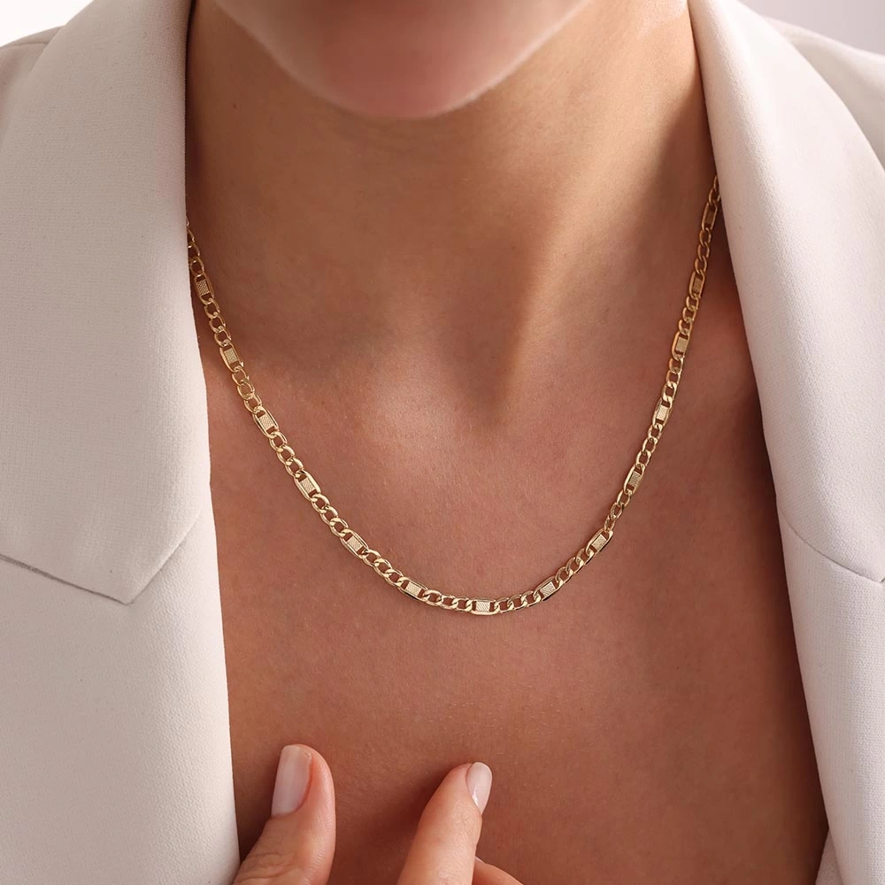 Kalın Kuş Gözü 14 Ayar Altın Zincir