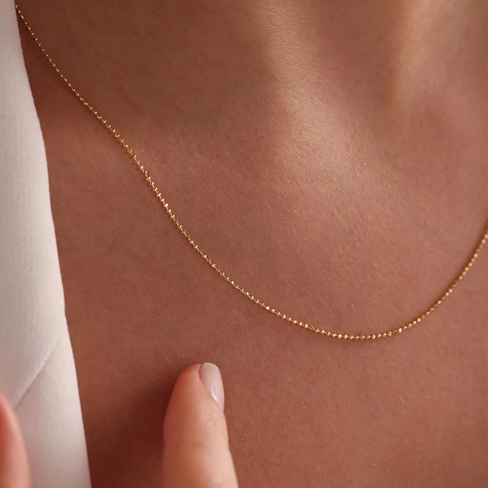 İnce Toplu 14 Ayar Altın Zincir