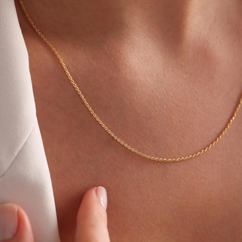 İnce Sade Burgu 14 Ayar Altın Zincir