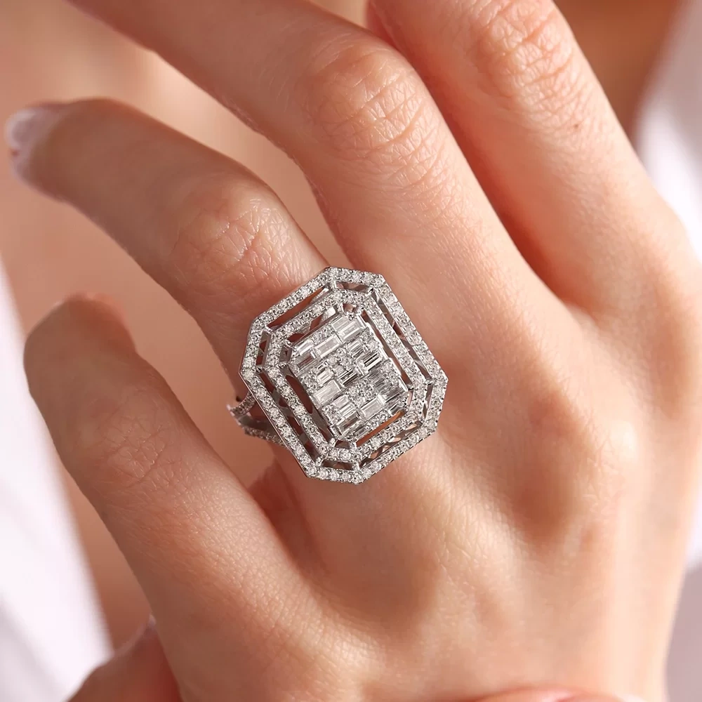 1.55 CT Tasarım Baget Pırlanta Yüzük