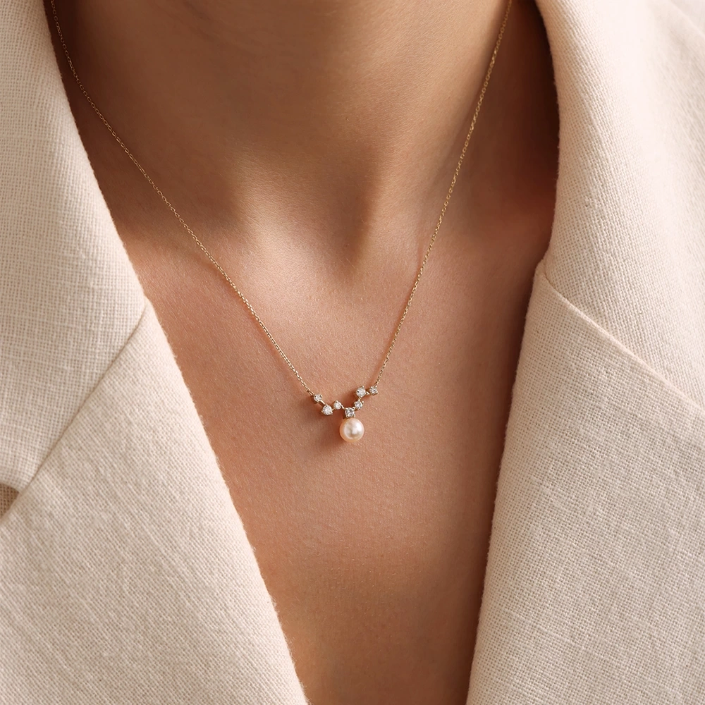 1.75 CT İnci & Pırlanta Kolye