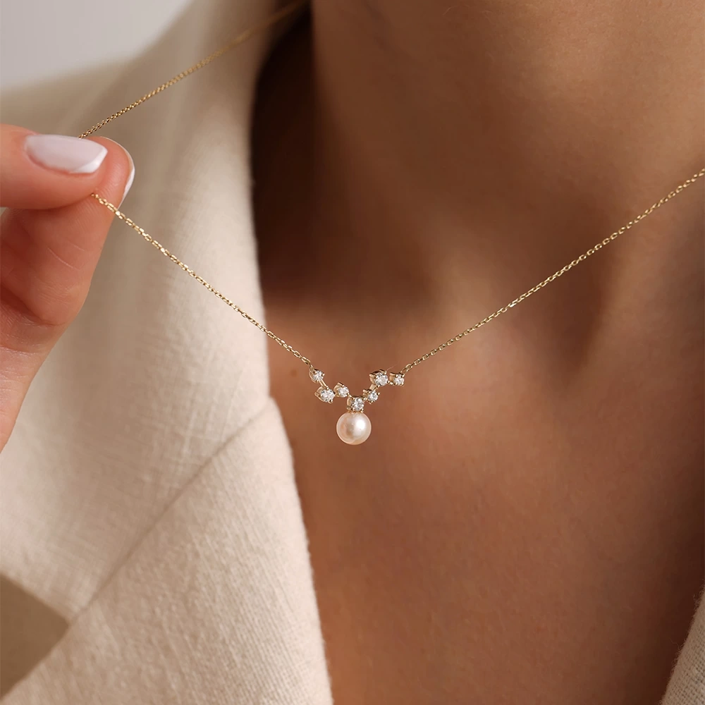 1.75 CT İnci & Pırlanta Kolye