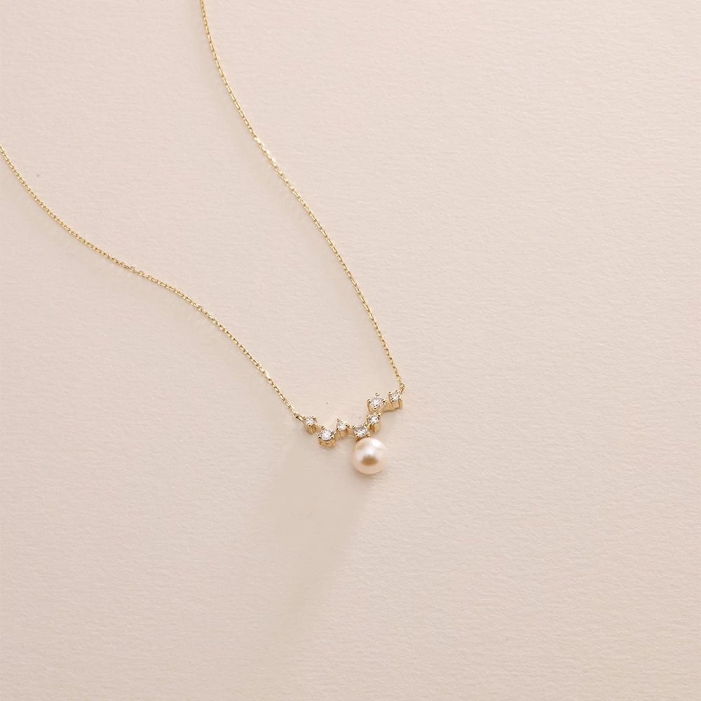 1.75 CT İnci & Pırlanta Kolye