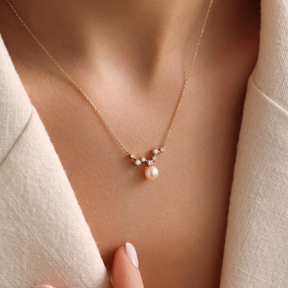 1.75 CT İnci & Pırlanta Kolye