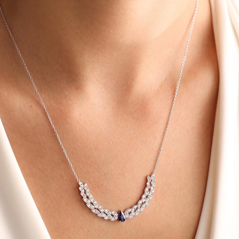 2.20 CT Damla Safir Pırlanta Kolye